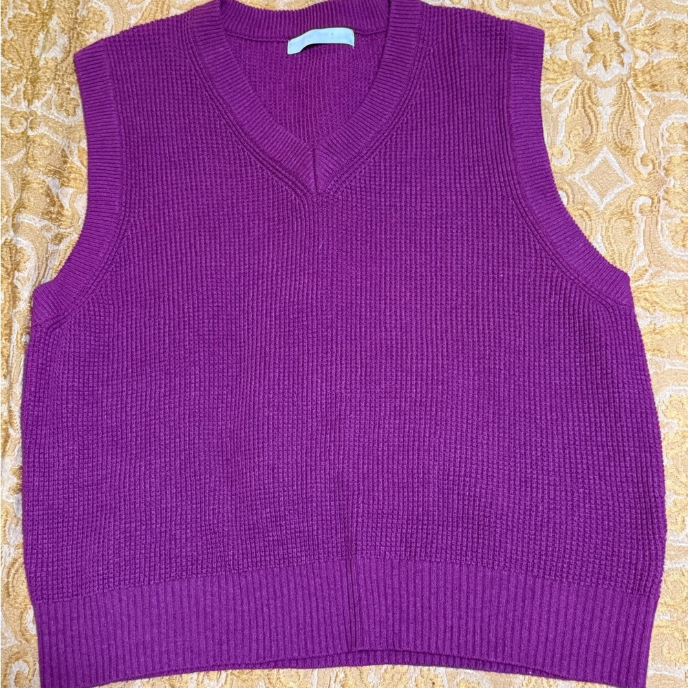 Take Care Purple Knit Sleeveless Sweater Vest